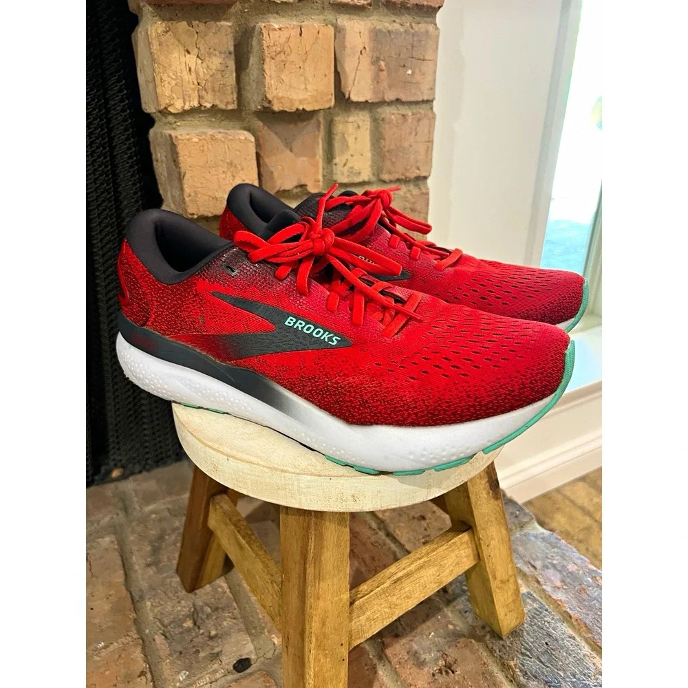 Brooks Ghost 16 Mens Size 11 D Fiery Red Ebony Cockatoo Running Shoes 110418